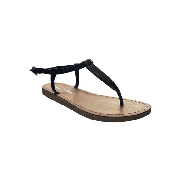 Sun + Stone Kristi Black T Strap Sandals Womens Size 5.5M NEW WITH BOX - Picture 2 of 7